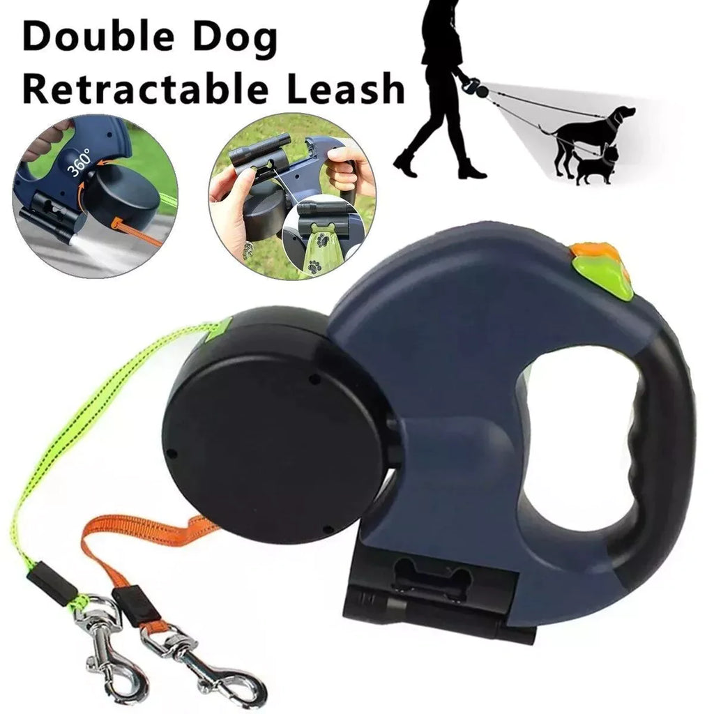 TwinDog 360° Reflective Retractable Leash