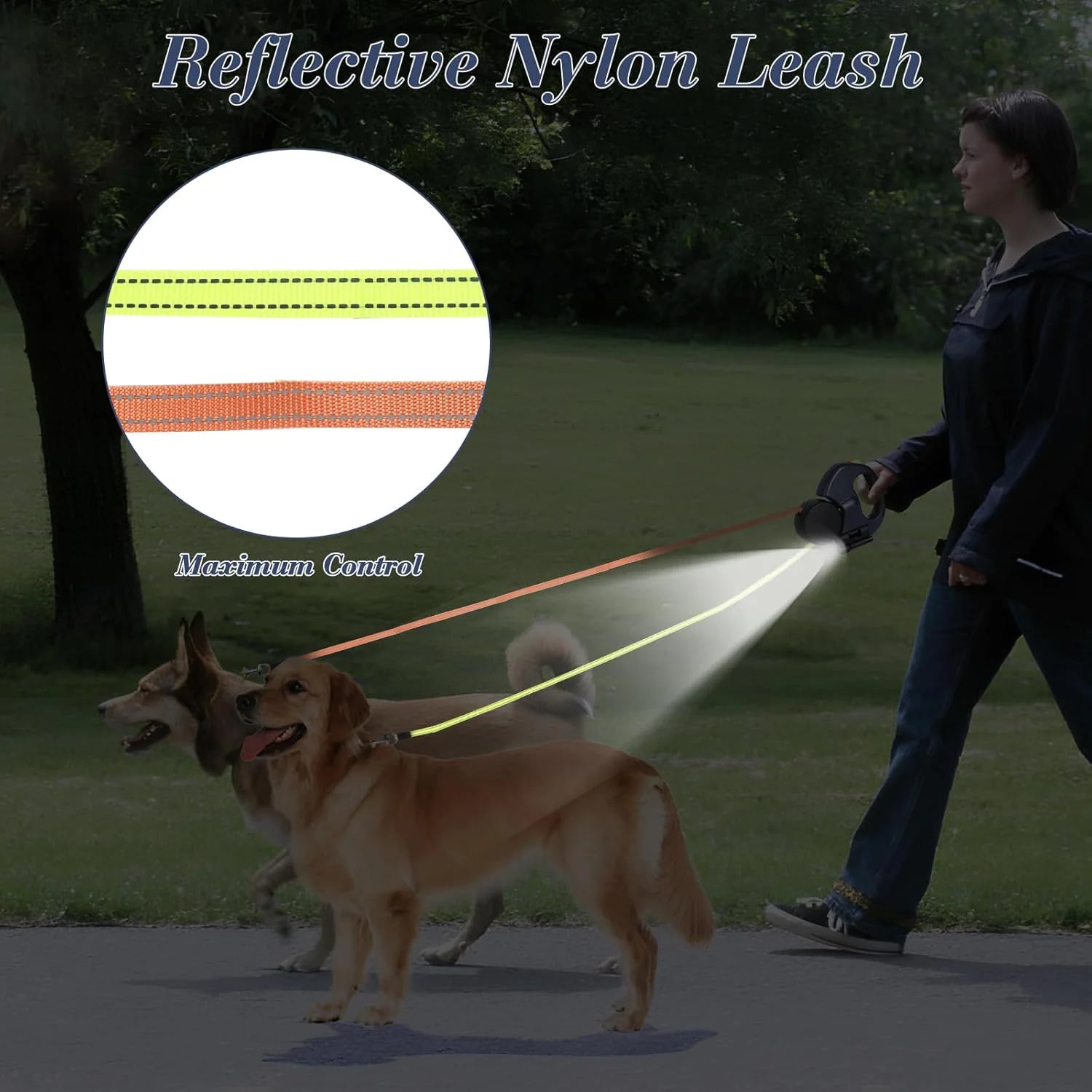 TwinDog 360° Reflective Retractable Leash