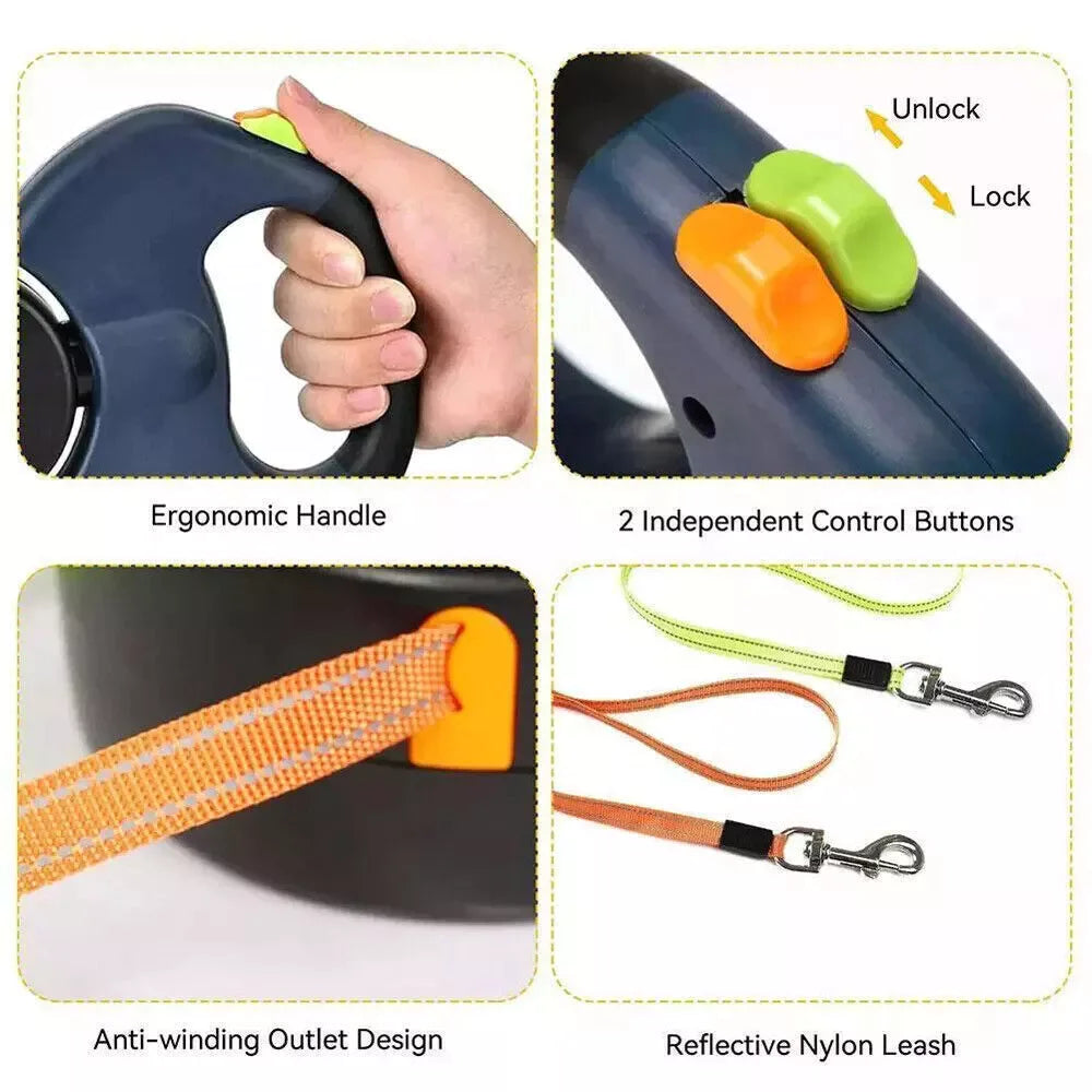 TwinDog 360° Reflective Retractable Leash
