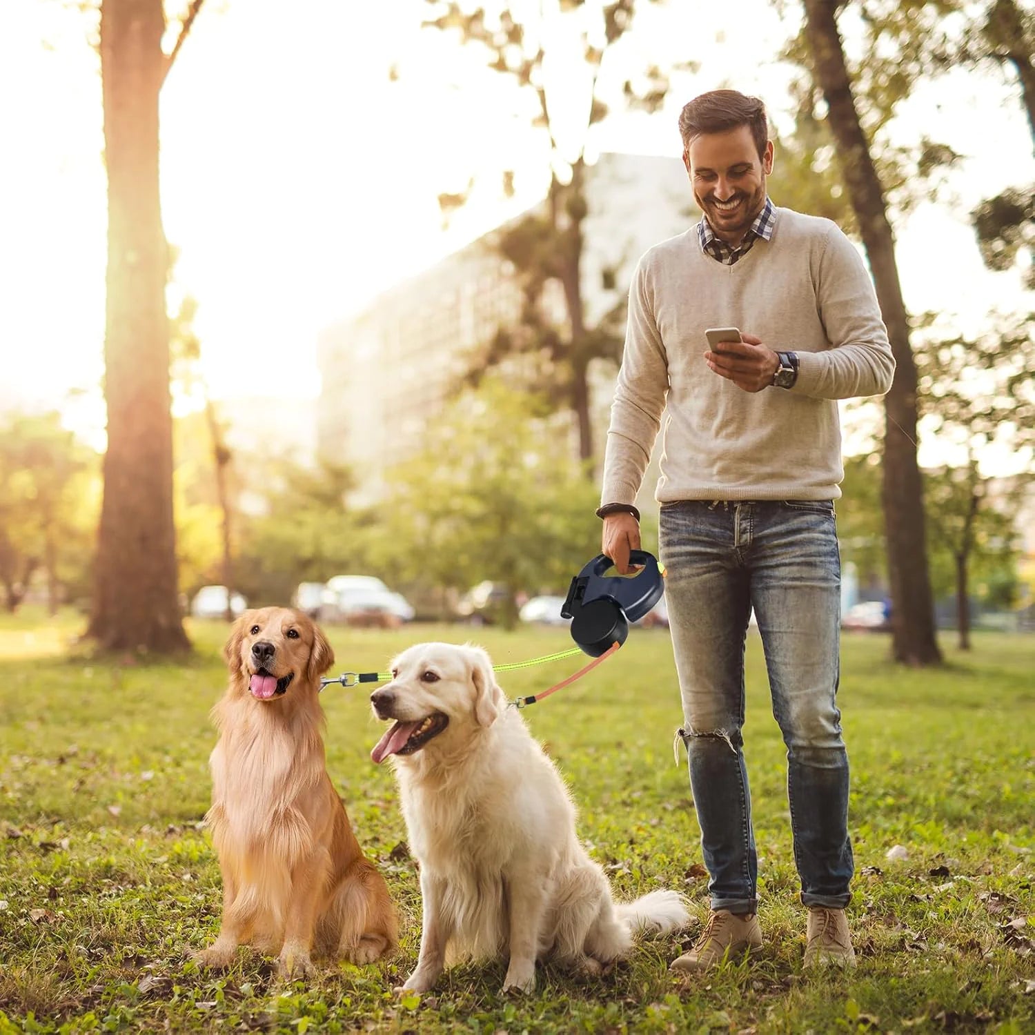 TwinDog 360° Reflective Retractable Leash